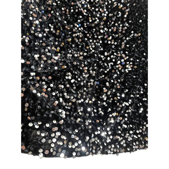 Vassia Kostara Sequin Mini Skirt Black Silver Sparkle Party Holiday Womans Small - Picture 5 of 13